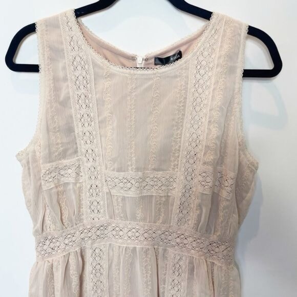 Aqua Pointelle Lace Dress Blush Color Large NWT Sleeveless Mini Elegant Design - Picture 4 of 13